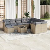 vidaXL 11-dijelni set vrtnih sofa od poliratana s jastucima bež Cijene