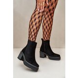 Boto Women's Warm Ankle Boots On Heel Eco Suede Black Irissinae | ePonuda.com