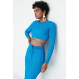 Trendyol Blue Tie Detailed Knitwear Bottom-Top Set | Shoptok.si