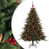  Umjetno božićno drvce s kuglicom 150 cm 150 LED lampica - Zelena 150 cm s LED-ima i crvenim lopticama | shoptok.hr