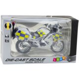 Metalni policijski motor za igru sa zvučnim i svjetlosnim efektima 1:12 - bijelo/žuto/plavi | shoptok.hr