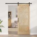  Klizna vrata Prirodna i crna 86 x 211 cm Masivna borovina - Prirodna i crna 86 x 211 cm 183 cm | shoptok.hr