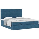 vidaXL Otomanski posteljni okvir z vzmetnicami moder 180x200cm žamet, (21611230) | Shoptok.si