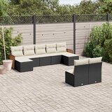  9-dijelni set vrtnih sofa s jastucima crni od poliratana | shoptok.hr