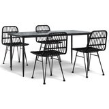  5-dijelni vrtni blagovaonski set od poliratana crni | shoptok.hr