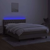 Box spring s madracem LED smeđesivi 140x190 cm tkanina | shoptok.hr