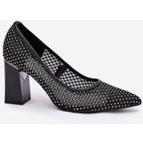VINCEZA Embellished Mesh Pumps On A Heel Black 62211 | shoptok.hr