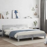  Okvir za krevet s uzglavljem i LED siva boja betona 200x200 cm | shoptok.hr