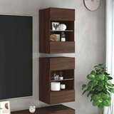  Zidni ormarići s LED svjetlima za TV 2 kom boja smeđeg hrasta 40x30x60,5 cm | Eponuda.com
