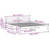  Krevetna konstrukcija Bijelo 200 x 200 cm Čvrsto borovo drvo Bijela 209 x 204 x 66 cm | Shoptok.si