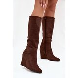 Boto Warm ladies wedge boots chocolate Rosina Cene