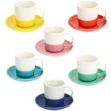 6-delni set skodelic za črno kavo s podstavkom Rainbow, porcelan, 110 ml