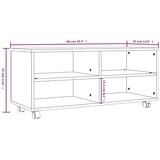 TV ormarić s kotačićima siva boja hrasta 90 x 35 x 35 cm drveni | shoptok.hr