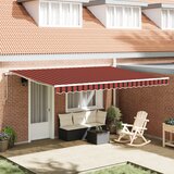 vidaXL Ročna retraktibilna tenda Rdeča in Rjava 450x350 cm | Shoptok.si