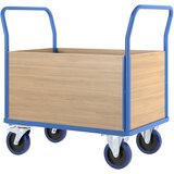 eurokraft pro ploski voziček z lesenimi stenami, polno elastična, širina nakladalne površine 645 mm | Shoptok.si