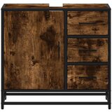 vidaXL Kopalniška omarica dimljen hrast 65x33x60 cm inženirski les | Shoptok.si