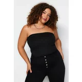 Trendyol Curve Strapless Black Knitted Blouse