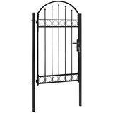  Vrata za ogradu ASSEN s lučnim vrhom čelik 102x175 cm crna | shoptok.hr