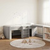  Krevet za djecu s visokim okvirom i stolom 2 kom. Siva Sonoma 75 x 190 cm | Shoptok.si