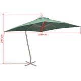 Viseći suncobran 300 x 300 cm s aluminijskim stupom zeleni | shoptok.hr