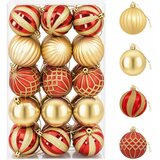  Set božićnih kuglica 30 kom. Zlatna i crvena Ø 6 cm Plastika | shoptok.hr