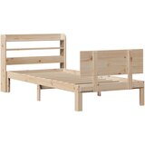 vidaXL Posteljni okvir z vzglavjem bel 75x190 cm trdna borovina, (21303372) Cene