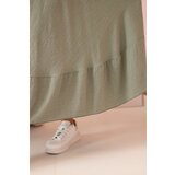 Kesi Włoski Plus size women's dress with short sleeves and ruffle made of light viscose khaki | Shoptok.si