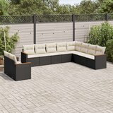  10-dijelni set vrtnih sofa s jastucima crni od poliratana Cijene