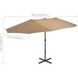  suncobran s aluminijskim stupom 460 x 270 cm smeđesivi | Eponuda.ba