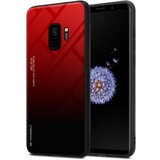 Ohišje, združljiv s Samsungom v rdeči barvi - črni - dvobarvni zaščitni pokrov iz silikona TPU in hrbta iz kaljenega stekla, (20573636) | Shoptok.si