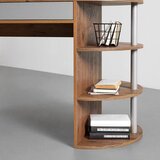Bessagi Home moderna pisalna miza lovino barva hrasta, srebrno siva | Shoptok.si