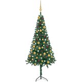 vidaXL kutno umjetno božićno drvce LED s kuglicama zeleno 120 cm PVC | shoptok.hr