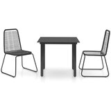 PVC 3-dijelni vrtni blagovaonski set od ratana crni | shoptok.hr