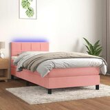  box spring s madracem LED ružičasti 80x200 cm baršunasti | shoptok.hr