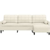 vidaXL Trosjed s tabureom Krem 210 cm baršunasti | shoptok.hr