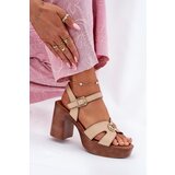 EVENTO Women's Heeled Sandals Gold Decoration Beige Nusorilis Cijene