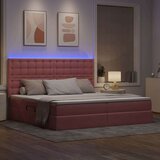  Krevet S LED lampica s uzglavljem Ružičasta 200 x 200 cm Baršun | shoptok.hr