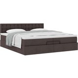 vidaXL Otomanski posteljni okvir z vzmetnico temno rjava 200x200 cm, (21670758) | Shoptok.si