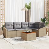 vidaXL Set od 6 Vrtnih Sofa s Jastučićima Bež Poli Ratan Akacije | shoptok.hr