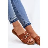 EVENTO Women Flat Sandals With Decorative Detail Camel Amiresna | shoptok.hr