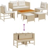 vidaXL vanjski kauč set Bež i krem Ratan i tkanina Srednji Trajan | shoptok.hr