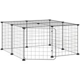  Kavez za ljubimce s 12 panela i vratima crni 35 x 35 cm čelični | shoptok.hr