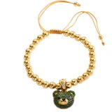Narukvica Bear - Zlatna / Zelena KP28483 | Shoptok.si
