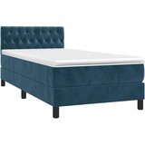 Box spring krevet s madracem tamnoplavi 90x200 cm baršunasti | shoptok.hr