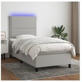 vidaXL Krevet box spring s madracem LED svjetlosivi 90x190 cm tkanina Cijene