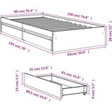  Okvir kreveta s ladicama bez madraca bijeli 90x190 cm | shoptok.hr