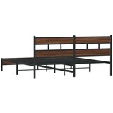 Metalni Kovinski posteljni okvir brez vzmetnice rjavi hrast 193x203 cm, (21607006) | Shoptok.si