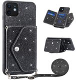 INORCO Za iPhone 12 mini 5,4-palčni ovitek za telefon z naramnim pasom, stojalo, pokrov za držalo za kartice z bleščečim dekorjem v prahu, (22034870) Cene