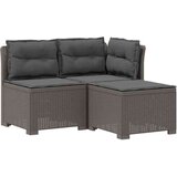 vidaXL Dvosjedni vrtni sofa s jastucima u ratan izgledu 3-sjedalo PP - Svjetlosiva Sofa + srednji + kutni s antracit jastučićem i jastu | shoptok.hr