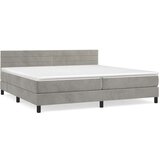 Krevet s oprugama i madracem svjetlosivi 200x200 cm baršunasti | shoptok.hr